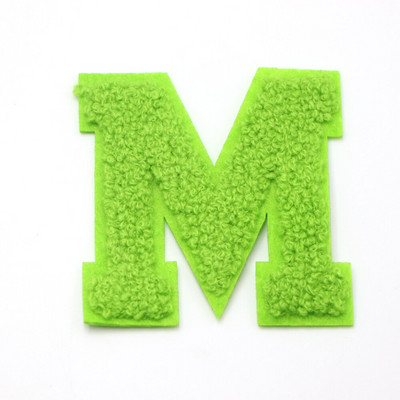 1 ΤΕΜ Πράσινο 7,2 εκατοστών σενίλ Letter Patch Iron on Patch Name Letter Patch For Jeans Clothes Επισκευαστικό μπλουζάκι Alphabet Patch Badges