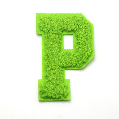 1 ΤΕΜ Πράσινο 7,2 εκατοστών σενίλ Letter Patch Iron on Patch Name Letter Patch For Jeans Clothes Επισκευαστικό μπλουζάκι Alphabet Patch Badges