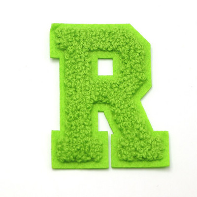 1 ΤΕΜ Πράσινο 7,2 εκατοστών σενίλ Letter Patch Iron on Patch Name Letter Patch For Jeans Clothes Επισκευαστικό μπλουζάκι Alphabet Patch Badges