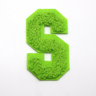 1 ΤΕΜ Πράσινο 7,2 εκατοστών σενίλ Letter Patch Iron on Patch Name Letter Patch For Jeans Clothes Επισκευαστικό μπλουζάκι Alphabet Patch Badges