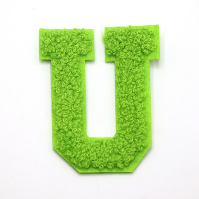 1 ΤΕΜ Πράσινο 7,2 εκατοστών σενίλ Letter Patch Iron on Patch Name Letter Patch For Jeans Clothes Επισκευαστικό μπλουζάκι Alphabet Patch Badges