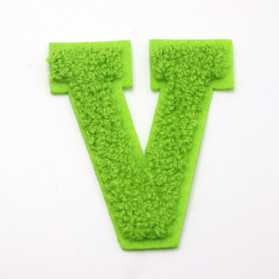 1 ΤΕΜ Πράσινο 7,2 εκατοστών σενίλ Letter Patch Iron on Patch Name Letter Patch For Jeans Clothes Επισκευαστικό μπλουζάκι Alphabet Patch Badges