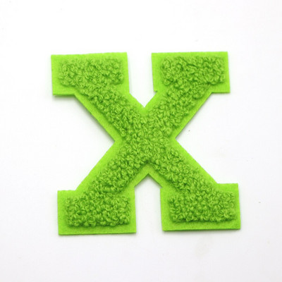 1 ΤΕΜ Πράσινο 7,2 εκατοστών σενίλ Letter Patch Iron on Patch Name Letter Patch For Jeans Clothes Επισκευαστικό μπλουζάκι Alphabet Patch Badges