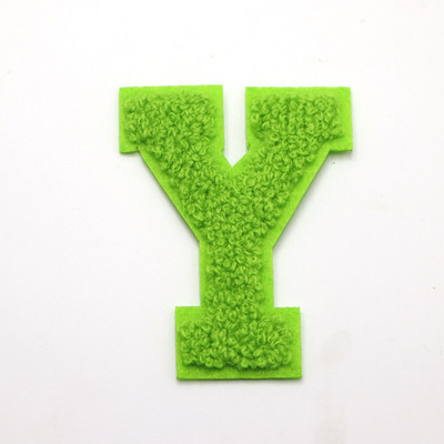 1 ΤΕΜ Πράσινο 7,2 εκατοστών σενίλ Letter Patch Iron on Patch Name Letter Patch For Jeans Clothes Επισκευαστικό μπλουζάκι Alphabet Patch Badges