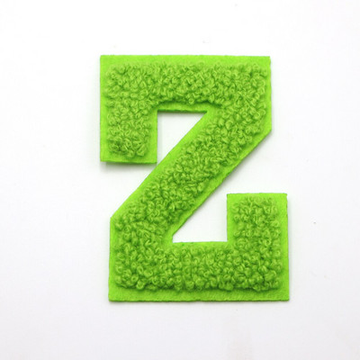 1 ΤΕΜ Πράσινο 7,2 εκατοστών σενίλ Letter Patch Iron on Patch Name Letter Patch For Jeans Clothes Επισκευαστικό μπλουζάκι Alphabet Patch Badges