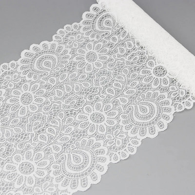 (3 meters) 22cm white elastic lace Fabric French hollow underwear stretch lace Trim DIY French hollow underwear