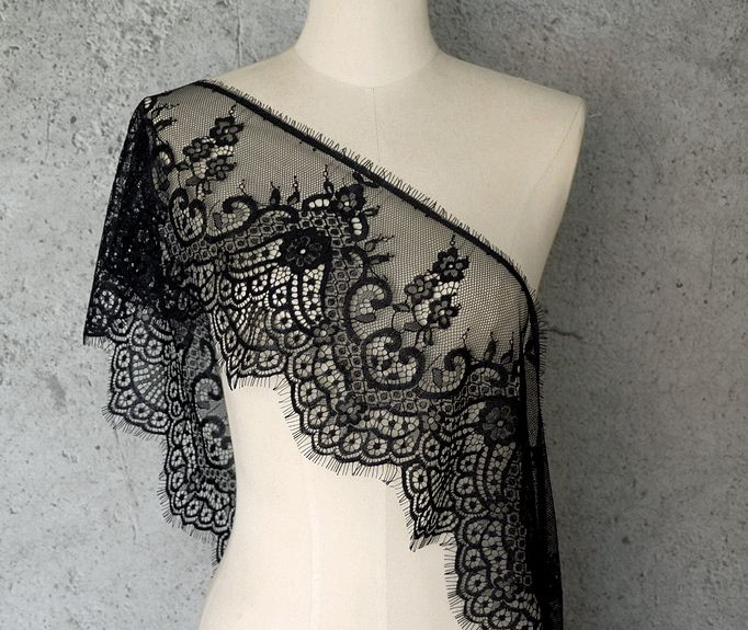 (3M/Lot) Prancūziškų nėrinių apdaila, siuvinėjimas, blakstienų nėriniai, „pasidaryk pats“ aksesuarai su adatomis Chantilly nėriniai „pasidaryk pats“ apatinio trikotažo nėriniai