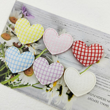 100Pcs 3,5*3CM Gingham Fabric Appliques for Clothes Rewing Supply Headwear Hair Clip Bow Decor Patches