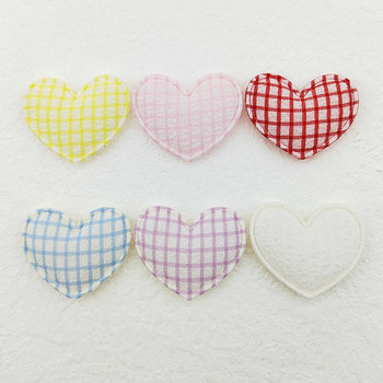 100Pcs 3,5*3CM Gingham Fabric Appliques for Clothes Rewing Supply Headwear Hair Clip Bow Decor Patches