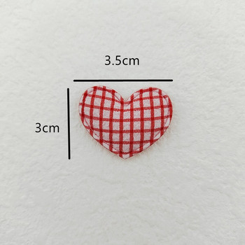 100Pcs 3,5*3CM Gingham Fabric Appliques for Clothes Rewing Supply Headwear Hair Clip Bow Decor Patches