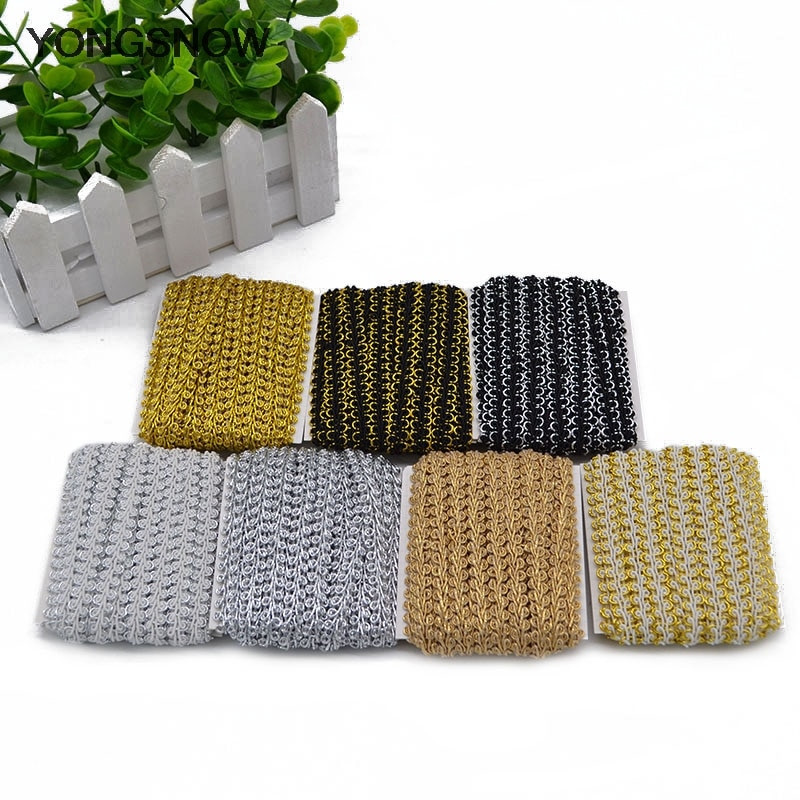 5 m aukso sidabro nėrinių apdailos juostelės kreivė nėrinių audinio siuvimas šimtakojis pinti nėriniai Vestuviniai amatai „pasidaryk pats“ drabužiai aksesuarai dekoravimas