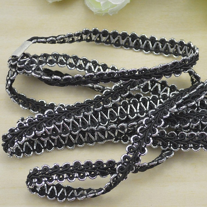 5 m aukso sidabro nėrinių apdailos juostelės kreivė nėrinių audinio siuvimas šimtakojis pinti nėriniai Vestuviniai amatai „pasidaryk pats“ drabužiai aksesuarai dekoravimas