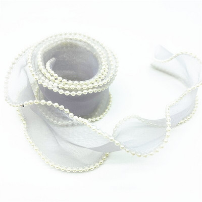 40mm 60mm laia pärliservaga siidist organza lint vibu materjal pitspaelad juuksekaunistuseks õmblemine kangas riiete kaunistus