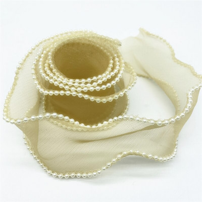 40mm 60mm laia pärliservaga siidist organza lint vibu materjal pitspaelad juuksekaunistuseks õmblemine kangas riiete kaunistus