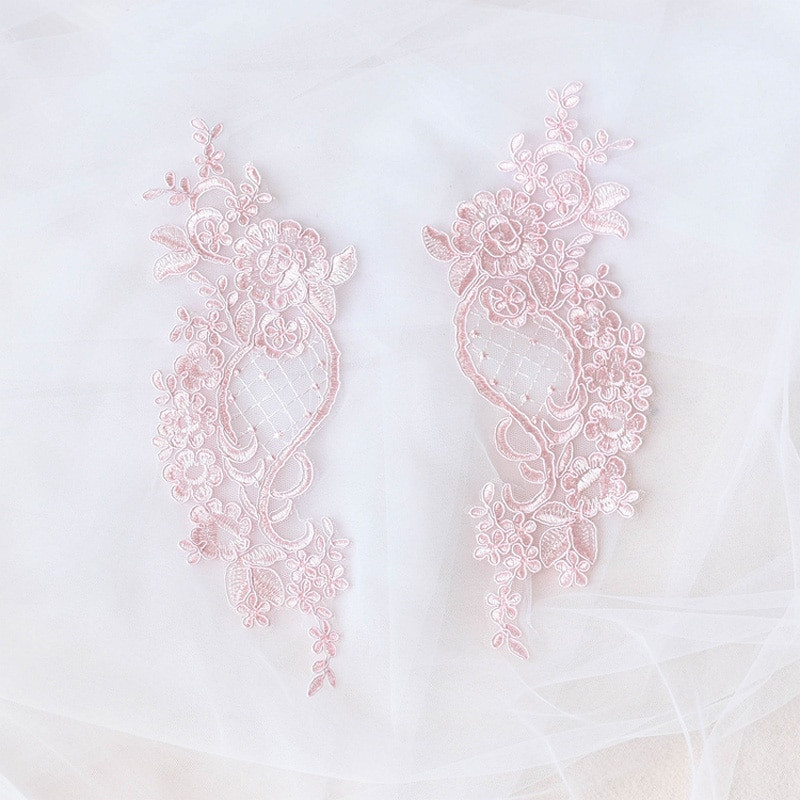 2 tükki valge punane sinine pitsaplikatsioon lilleline litter pitskangast kaunistus rõivamanustele Õmble riidest kostüüm käsitöö