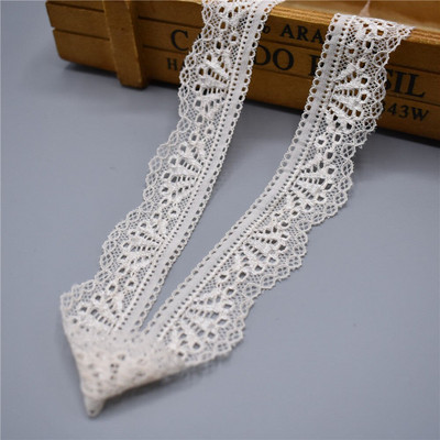 Stretch elastne pitslint 30mm lai valge pits tikitud puuvill elastsus pitsääre kaunistused riided aluspesu õmblemiseks