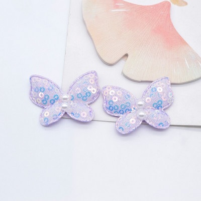 10 kom 40*32 mm šljokice leptir ukras s biserom za odjeću zakrpe za šivanje šešira pokrivala za glavu kopče za kosu ukrasni dodaci