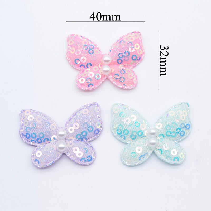 10 kom 40*32 mm šljokice leptir ukras s biserom za odjeću zakrpe za šivanje šešira pokrivala za glavu kopče za kosu ukrasni dodaci