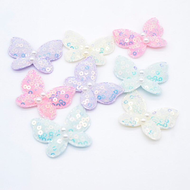 10 kom 40*32 mm šljokice leptir ukras s biserom za odjeću zakrpe za šivanje šešira pokrivala za glavu kopče za kosu ukrasni dodaci