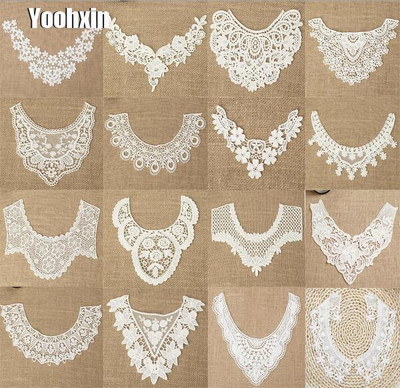 HOT White cotton plum bossom rose embroidery lace collar Sewing Applique DIY guipure neckline wedding dress cloth Accessories
