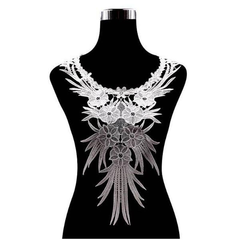 Πολυτελές λουλούδι λευκό Κέντημα δαντέλα υφασμάτινη κορδέλα DIY ράψιμο νυφικό απλικέ γιακά craft guipure ντεκόρ γάμου