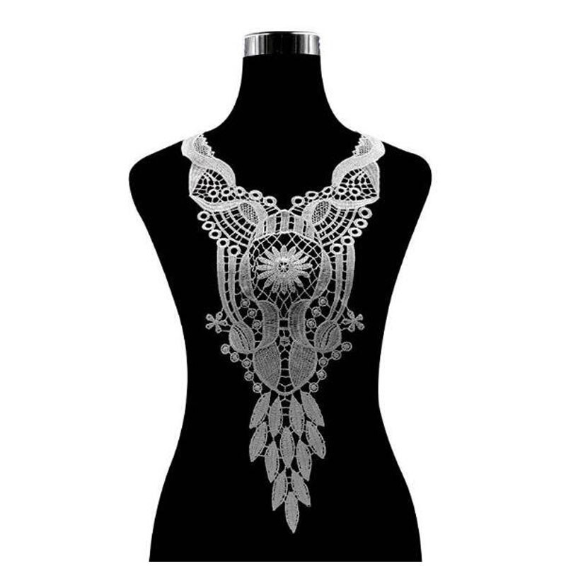 Πολυτελές λουλούδι λευκό Κέντημα δαντέλα υφασμάτινη κορδέλα DIY ράψιμο νυφικό απλικέ γιακά craft guipure ντεκόρ γάμου