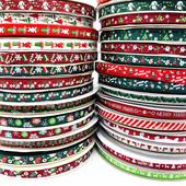 5 jardi 10 mm Ziemassvētku lente, apdrukāta Grosgrain lentes dāvanu iesaiņošanai kāzu dekorēšanai, matu bantes DIY