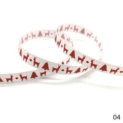 5 jardi 10 mm Ziemassvētku lente, apdrukāta Grosgrain lentes dāvanu iesaiņošanai kāzu dekorēšanai, matu bantes DIY