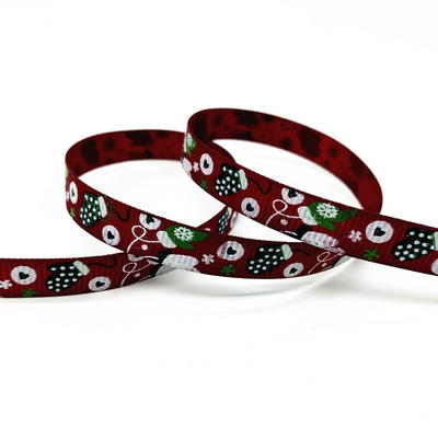 5 jardi 10 mm Ziemassvētku lente, apdrukāta Grosgrain lentes dāvanu iesaiņošanai kāzu dekorēšanai, matu bantes DIY