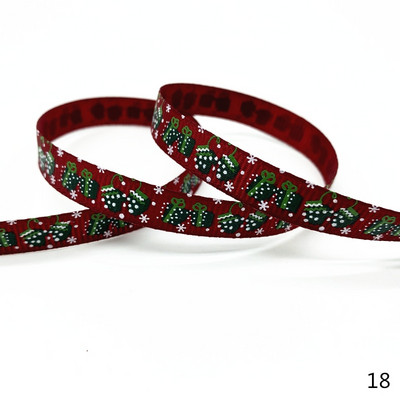 5 jardi 10 mm Ziemassvētku lente, apdrukāta Grosgrain lentes dāvanu iesaiņošanai kāzu dekorēšanai, matu bantes DIY