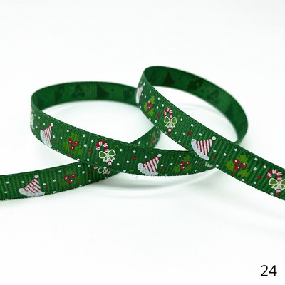 5 jardi 10 mm Ziemassvētku lente, apdrukāta Grosgrain lentes dāvanu iesaiņošanai kāzu dekorēšanai, matu bantes DIY
