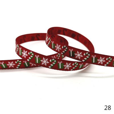 5 jardi 10 mm Ziemassvētku lente, apdrukāta Grosgrain lentes dāvanu iesaiņošanai kāzu dekorēšanai, matu bantes DIY