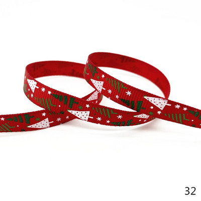 5 jardi 10 mm Ziemassvētku lente, apdrukāta Grosgrain lentes dāvanu iesaiņošanai kāzu dekorēšanai, matu bantes DIY