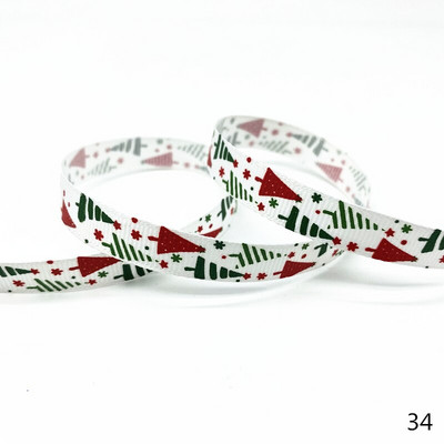5 jardi 10 mm Ziemassvētku lente, apdrukāta Grosgrain lentes dāvanu iesaiņošanai kāzu dekorēšanai, matu bantes DIY