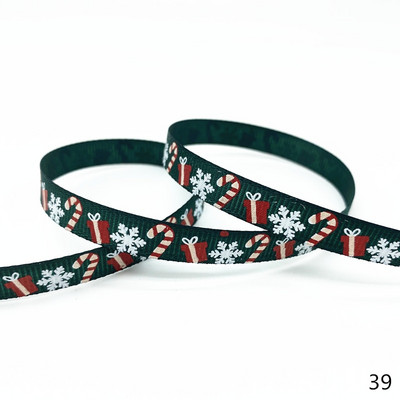 5 jardi 10 mm Ziemassvētku lente, apdrukāta Grosgrain lentes dāvanu iesaiņošanai kāzu dekorēšanai, matu bantes DIY