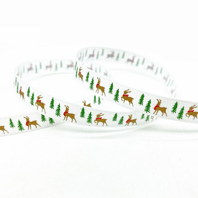 5 jardi 10 mm Ziemassvētku lente, apdrukāta Grosgrain lentes dāvanu iesaiņošanai kāzu dekorēšanai, matu bantes DIY