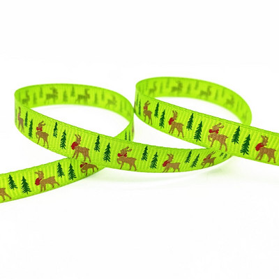 5 jardi 10 mm Ziemassvētku lente, apdrukāta Grosgrain lentes dāvanu iesaiņošanai kāzu dekorēšanai, matu bantes DIY