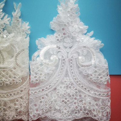 1 Αυλή/23 εκ. Λευκή ιβουάρ παγιέτα κορδόνι ύφασμα Flower Venise Venice Mesh Lace Trim Απλικέ Ραπτοσκευή για Γάμο Δεκ.