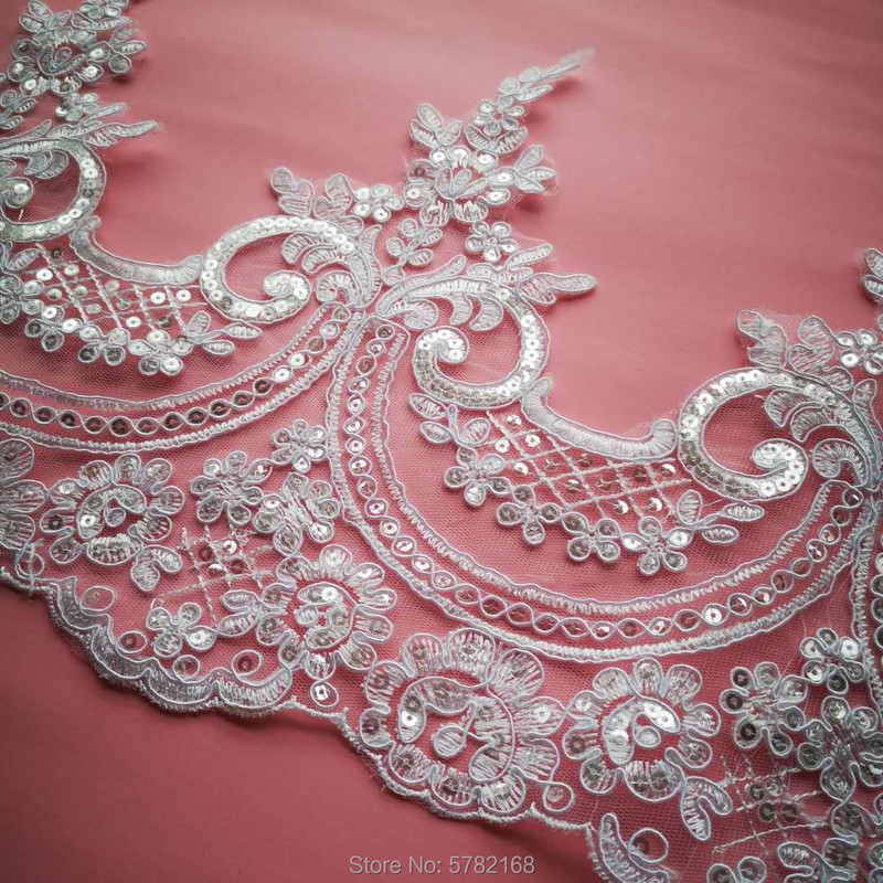 1 Αυλή/23 εκ. Λευκή ιβουάρ παγιέτα κορδόνι ύφασμα Flower Venise Venice Mesh Lace Trim Απλικέ Ραπτοσκευή για Γάμο Δεκ.