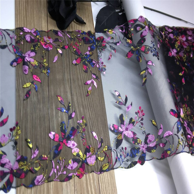 Neoonvärvi tikitud tüllpitsiga meisterdamise kleidi õmblemine värviline pehme kameevõrk kahepoolne tikkimispits nõeltega töötamiseks