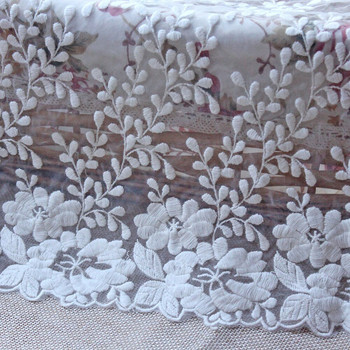 1 Αυλή Λευκό ύφασμα δαντέλας πλάτους 32 εκ. Βαμβακερά κεντημένα είδη ραπτικής Κορδέλα Δαντέλα Διακοσμητικά Φόρεμα DIY Κουρτίνες ενδυμάτων Αξεσουάρ