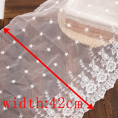 1 jardo baltas nėrinių audinys, 32 cm pločio medvilnė, išsiuvinėti siuvimo reikmenys, juostelės nėrinių puošta suknelė „pasidaryk pats“ drabužių užuolaidos priedai