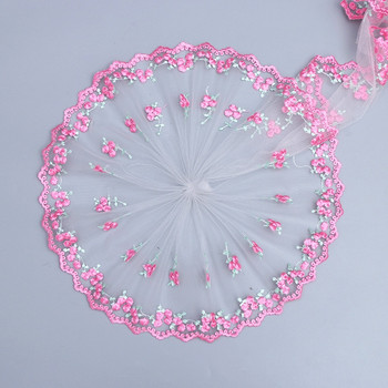1 ярд 3D дантелен плат с цветя Бродирана дантелена облицовка Лента Направи си сам сватбено облекло Шиене на занаятчийски аксесоари