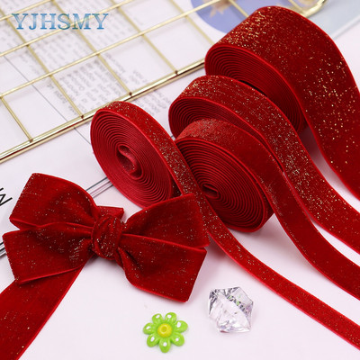 Коледна панделка Червени блестящи новогодишни кадифени панделки 5 ярда, гирлянди, подаръци, опаковка, венци, лъкове