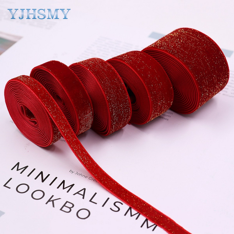 Panglică de Crăciun Panglici de catifea de Anul Nou roșu strălucitor 5 metri, ghirlande, cadouri, împachetare, coroane, funde