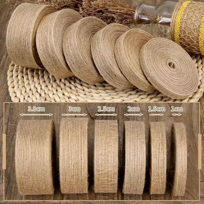 5M 6mm-50mm Natural Jute Ribbon Bow Crafts DIY Vintage Jute Burlap Fabric Gift Wrap Sewing Party Wedding  Christmas Decortion
