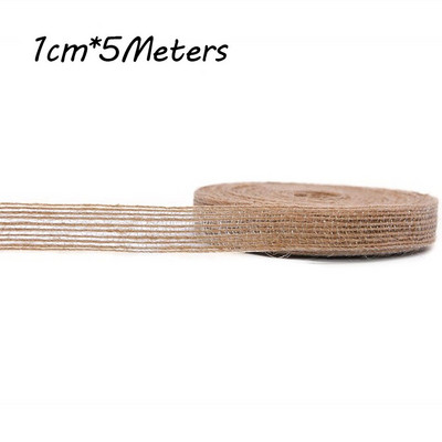 5M 6mm-50mm Iuta naturală cu fundă cu fundă artizanat DIY vintage din iuta din pânză de pânză țesătură ambalaj cadou, cusut, petrecere, nuntă, decorațiuni de Crăciun