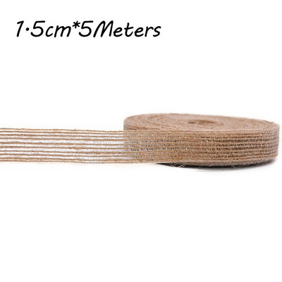 5M 6mm-50mm Iuta naturală cu fundă cu fundă artizanat DIY vintage din iuta din pânză de pânză țesătură ambalaj cadou, cusut, petrecere, nuntă, decorațiuni de Crăciun