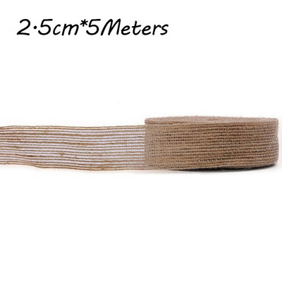 5M 6mm-50mm Iuta naturală cu fundă cu fundă artizanat DIY vintage din iuta din pânză de pânză țesătură ambalaj cadou, cusut, petrecere, nuntă, decorațiuni de Crăciun