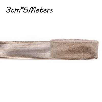 5M 6mm-50mm Iuta naturală cu fundă cu fundă artizanat DIY vintage din iuta din pânză de pânză țesătură ambalaj cadou, cusut, petrecere, nuntă, decorațiuni de Crăciun